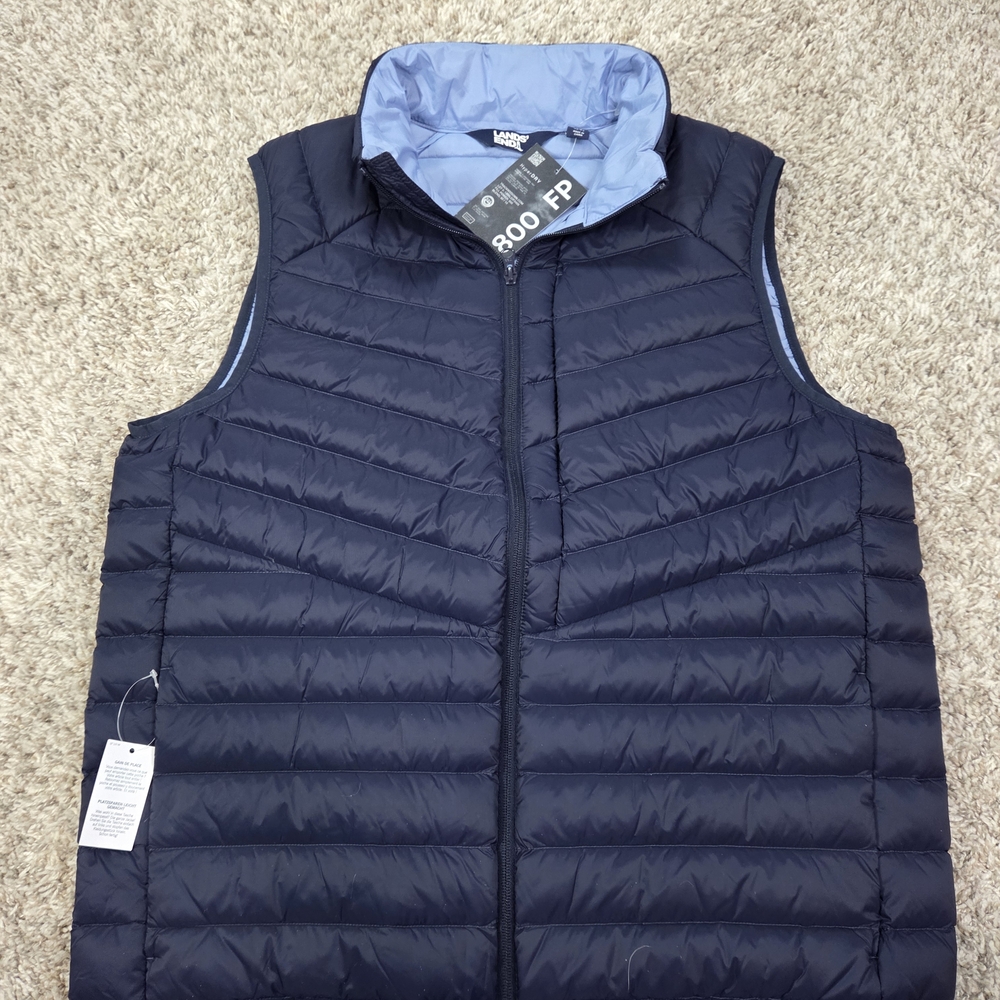 Lands' End Men's Wanderweight 800 Fill‎ Power Down Vest Blue L NWT Packable